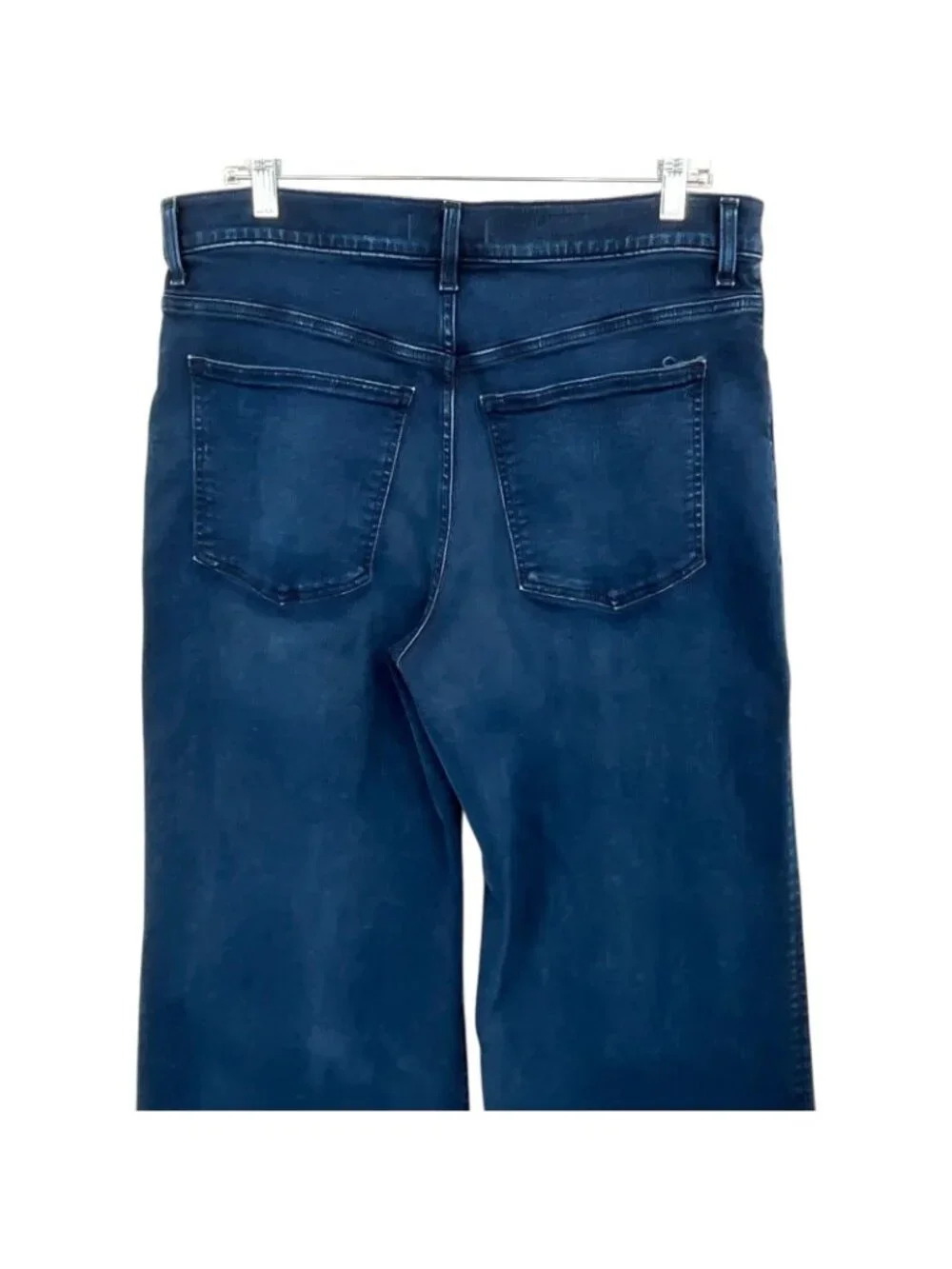 Madewell Tall Flared Wide Leg Crop Jeans Womens 32T Blue High Rise Raw Hem